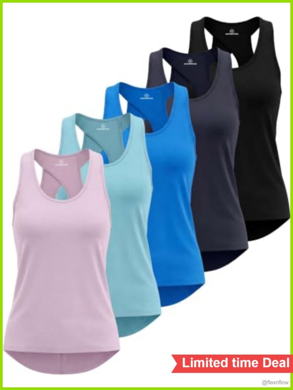 5 Pack Women's Racerback Tank Tops Open Back Workout Athletic Yoga T-Shirts